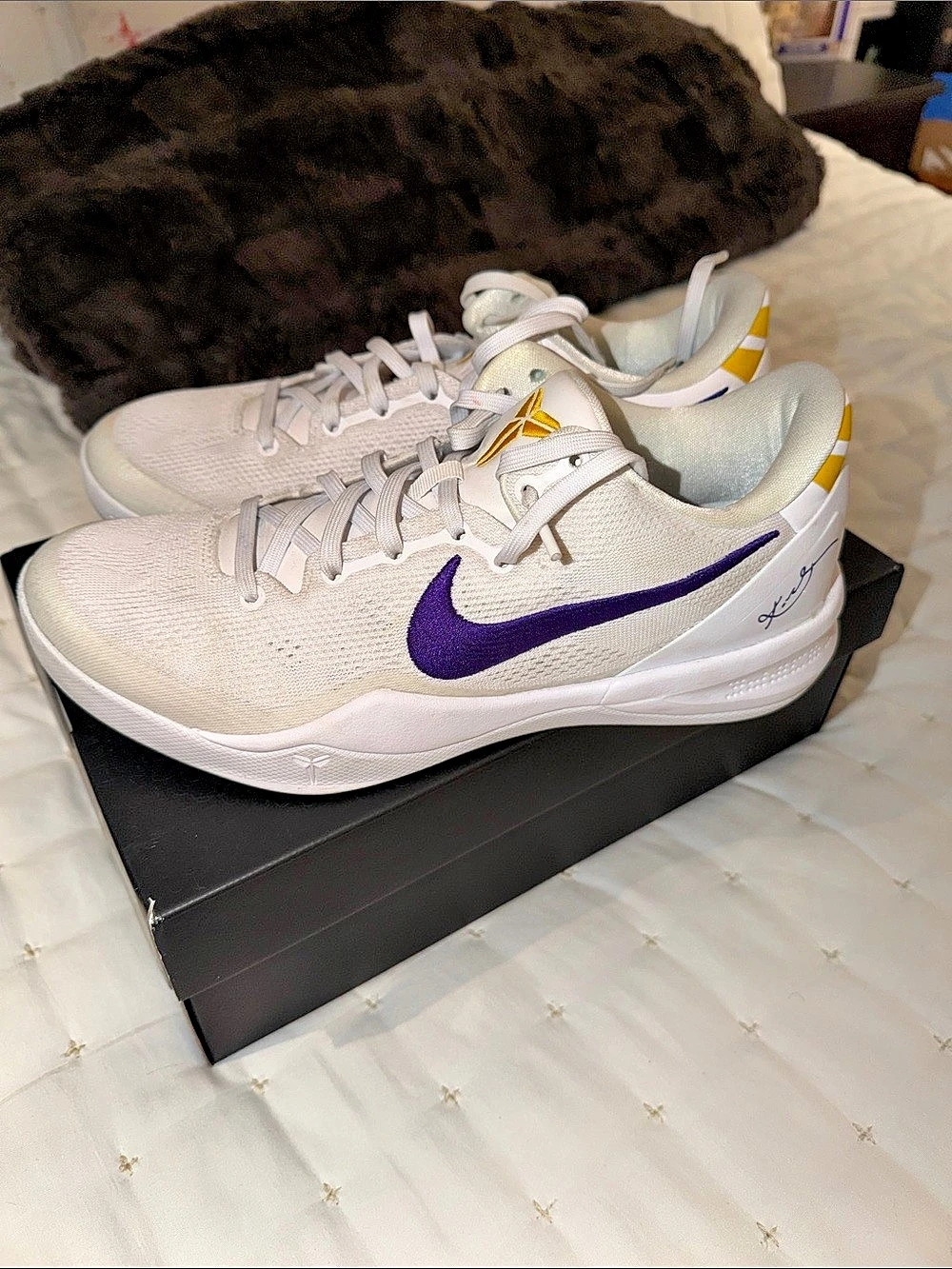 Nike Kobe 8 Protro "Lakers Home" Basketball Shoes White & Purple